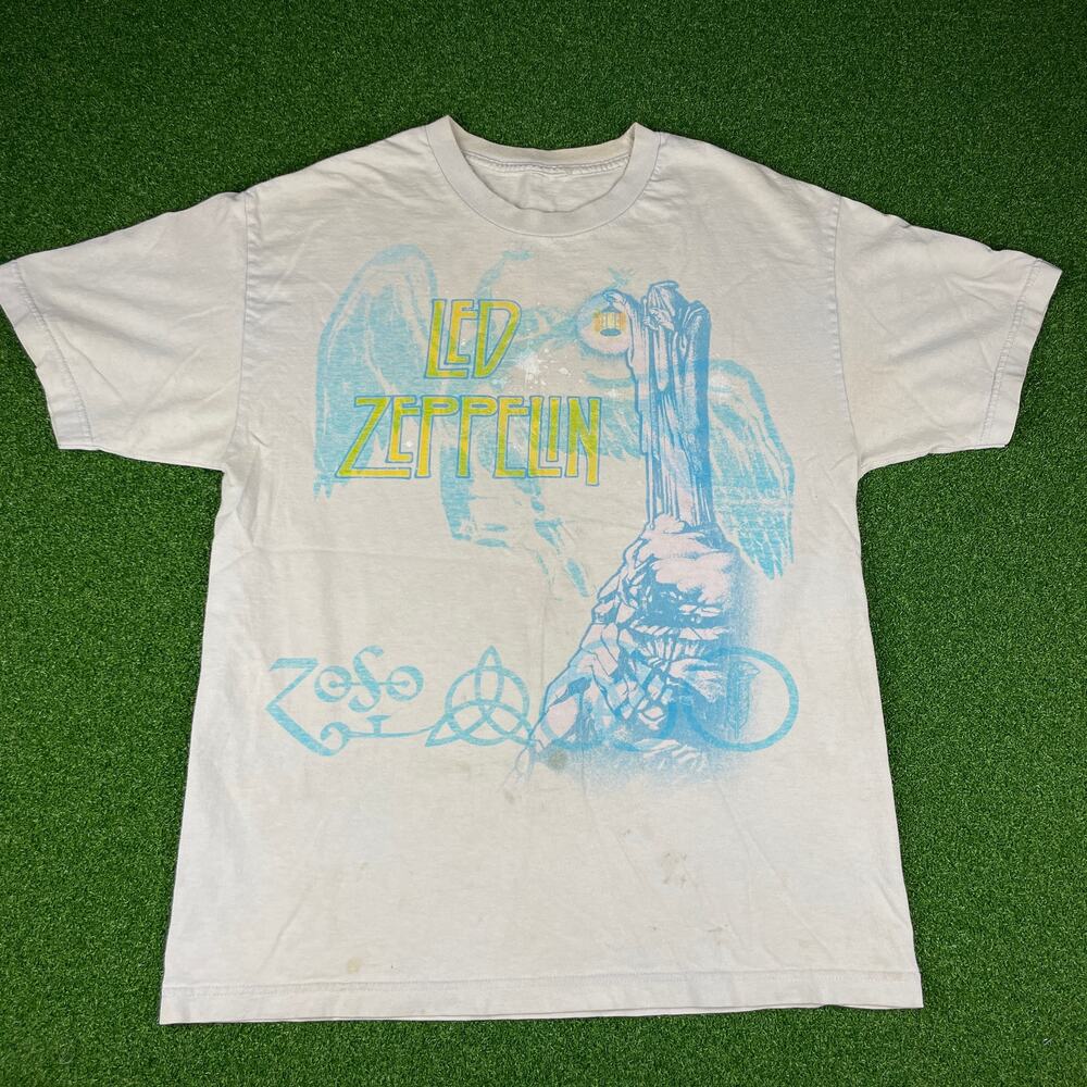 Vintage Led Zeppelin Stairway To Heaven Rock Band Concert Music Cream T-Shirt L